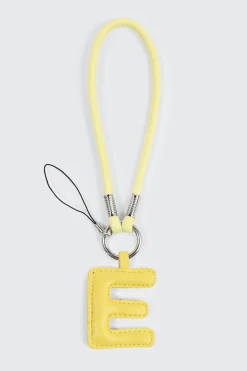 Yellow Initial E Faux Leather Charm with Wristlet