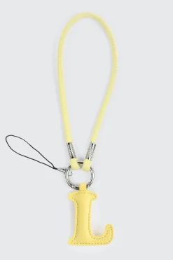 Yellow Initial L Faux Leather Charm with Wristlet