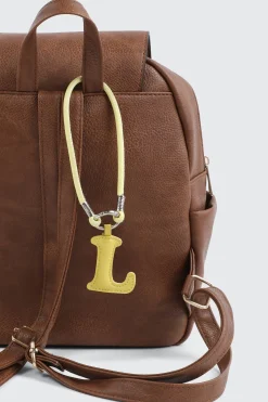 Yellow Initial L Faux Leather Charm with Wristlet