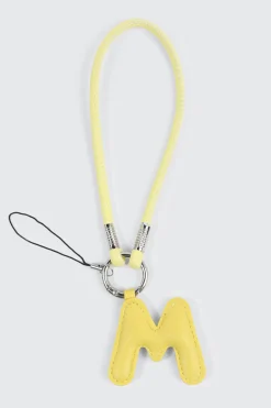 Yellow Initial M Faux Leather Charm with Wristlet